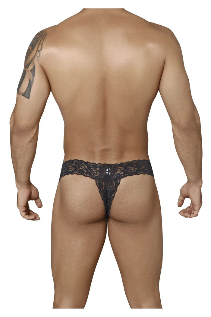 Clever Moda CandyMan 99315X Peek A Boo Lace Thongs Color Black