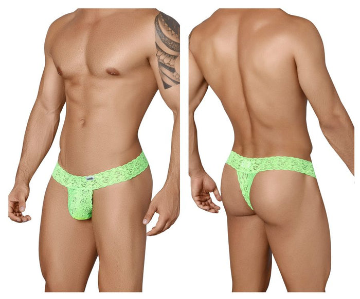 clever moda CandyMan 99315X Peek a Boo Lace Thongs Color Hot Green