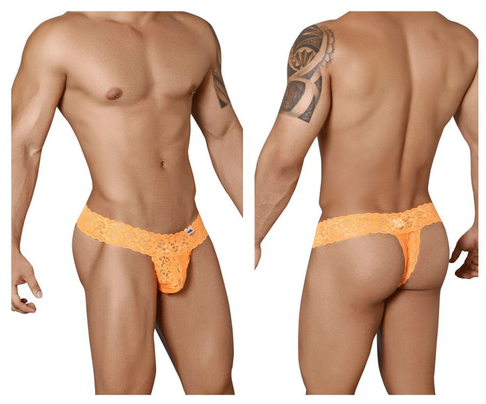 clever moda CandyMan 99315X Peek a Boo Lace Thongs Color Hot Orange