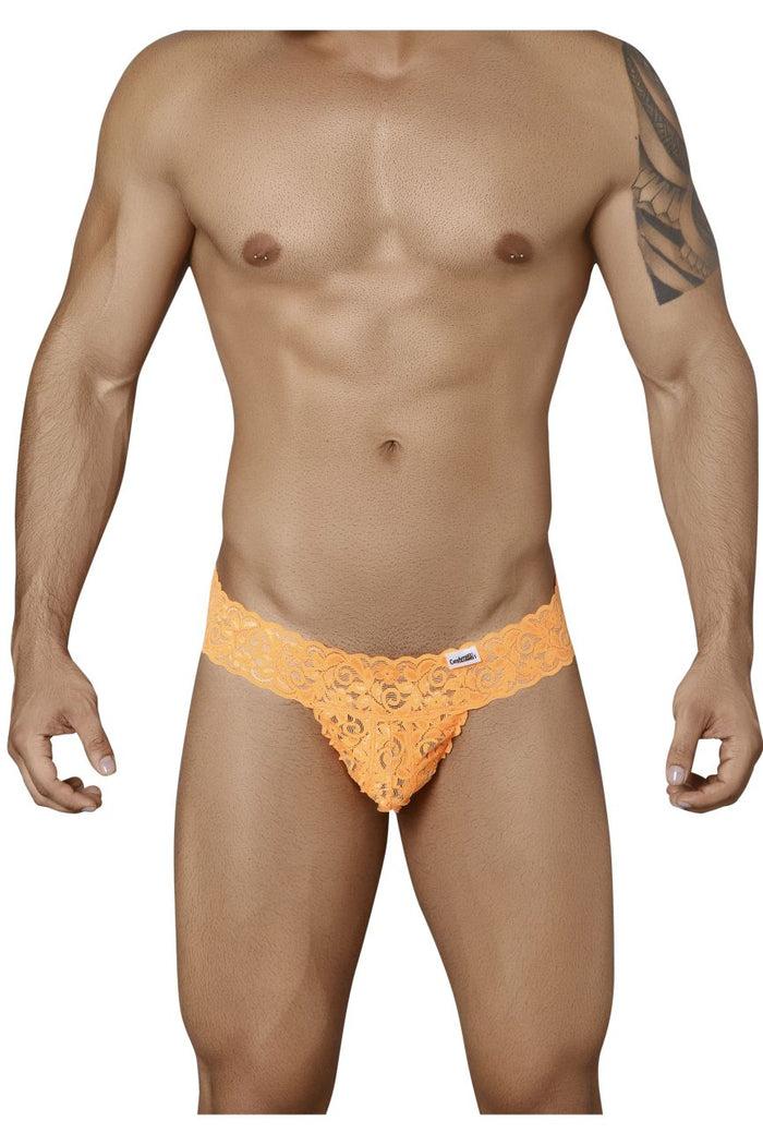 Clever Moda CandyMan 99315X Peek A Boo Lace Thongs Color Hot Orange