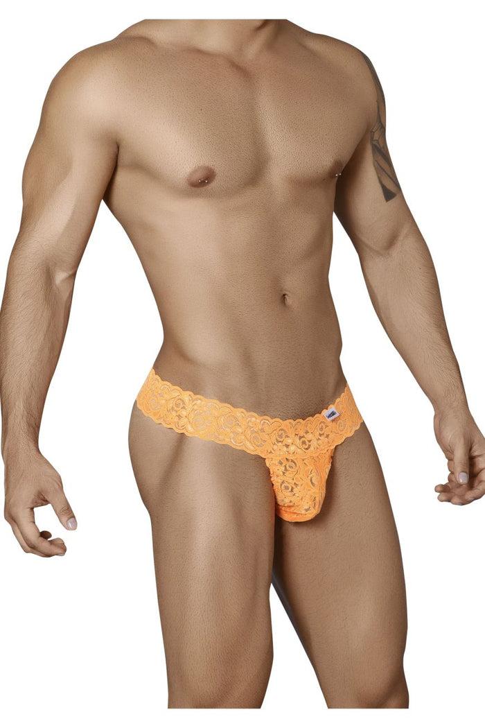 Clever Moda CandyMan 99315X Peek A Boo Lace Thongs Color Hot Orange