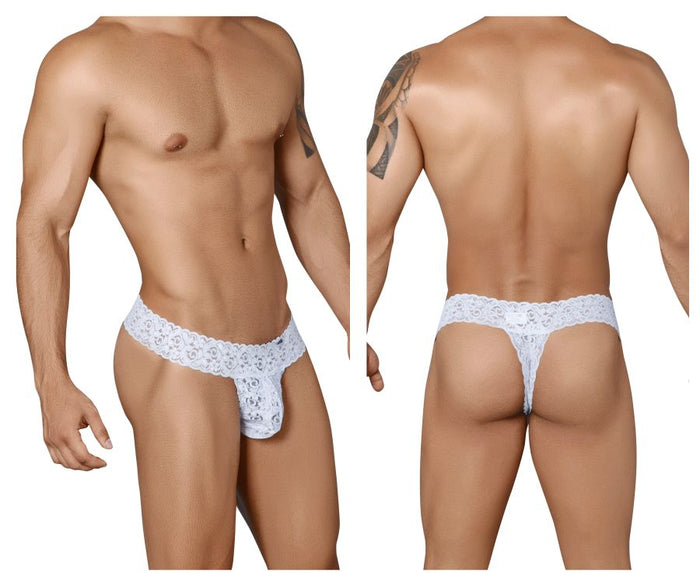 clever moda CandyMan 99315X Peek a Boo Lace Thongs Color White