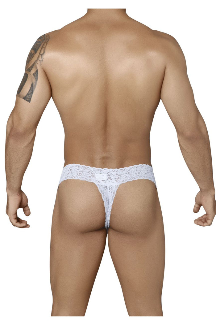 Clever Moda CandyMan 99315X Peek A Boo Lace Thongs Color White