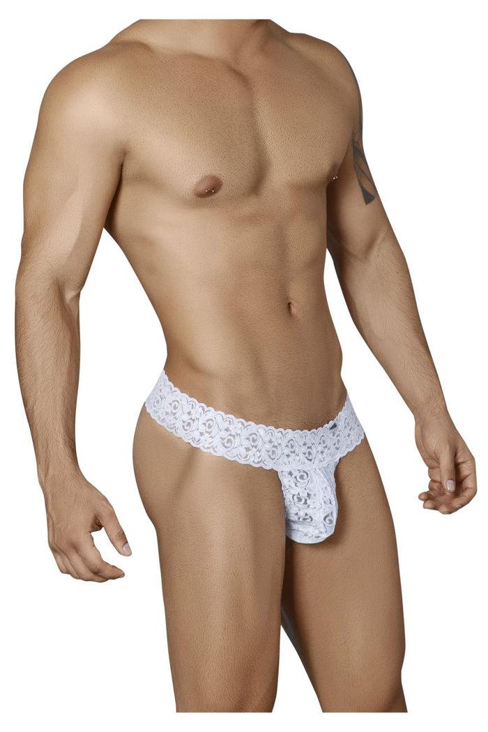Clever Moda CandyMan 99315X Peek A Boo Lace Thongs Color White