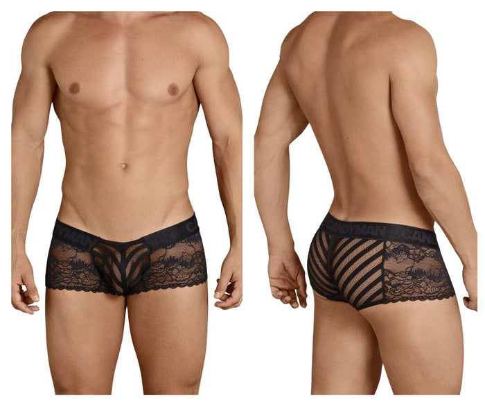 clever moda CandyMan 99393X Lace-Mesh Trunks Color Black