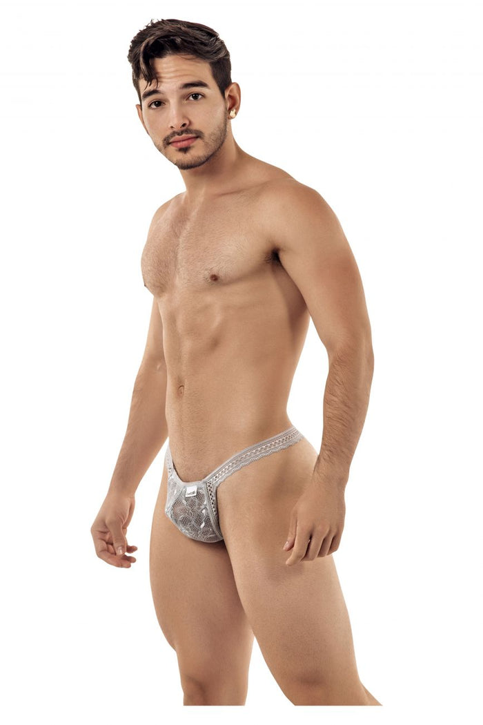 Clever Moda CandyMan 99420 Double Lace Thongs Color Gray