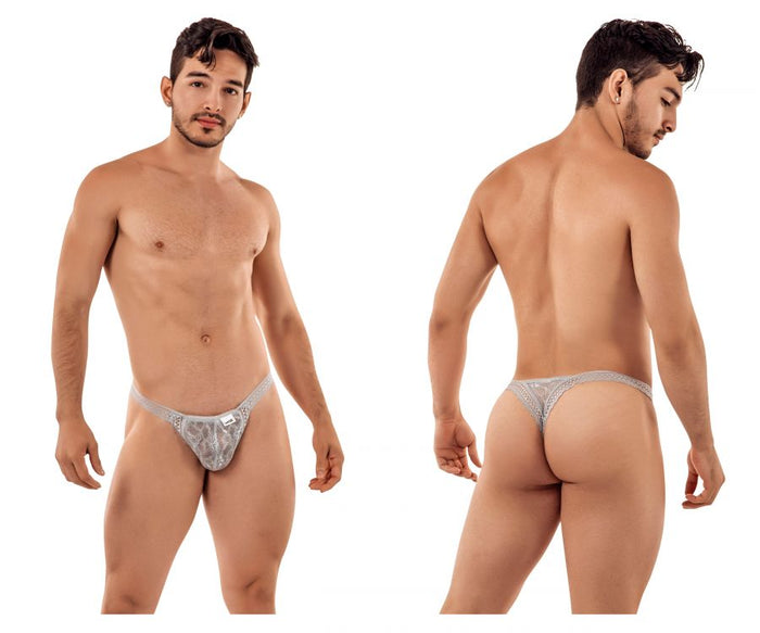 clever moda CandyMan 99420 Double Lace Thongs Color Gray