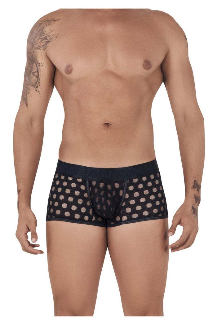 Clever Moda CandyMan 99511X Polka Mesh Trunks Color Black