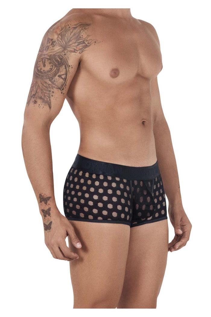 Clever Moda CandyMan 99511X Polka Mesh Trunks Color Black