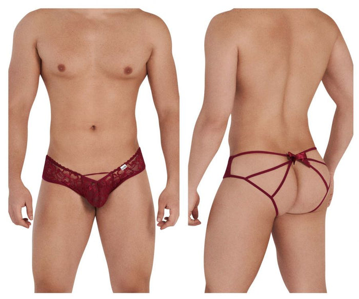 clever moda CandyMan 99535 Bow Jockstrap Color Burgundy
