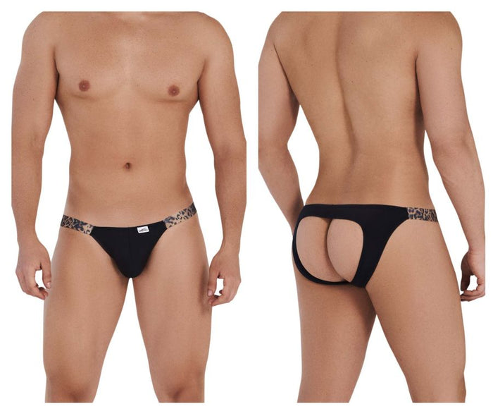 clever moda CandyMan 99536X Bikini Jockstrap Color Black-Animal Print