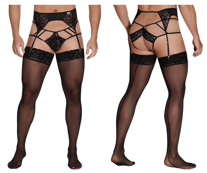 clever moda CandyMan 99550X Lace Garter-Jockstrap Outfit Color Black