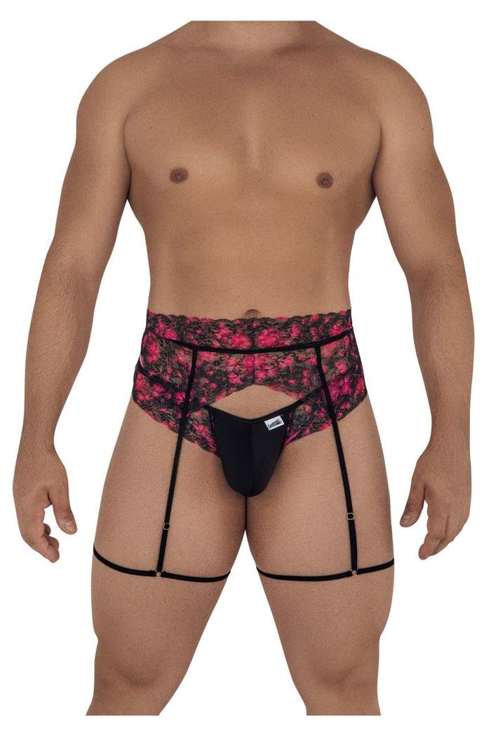 Clever Moda CandyMan 99576X Lace Garter Thongs Color Black Print