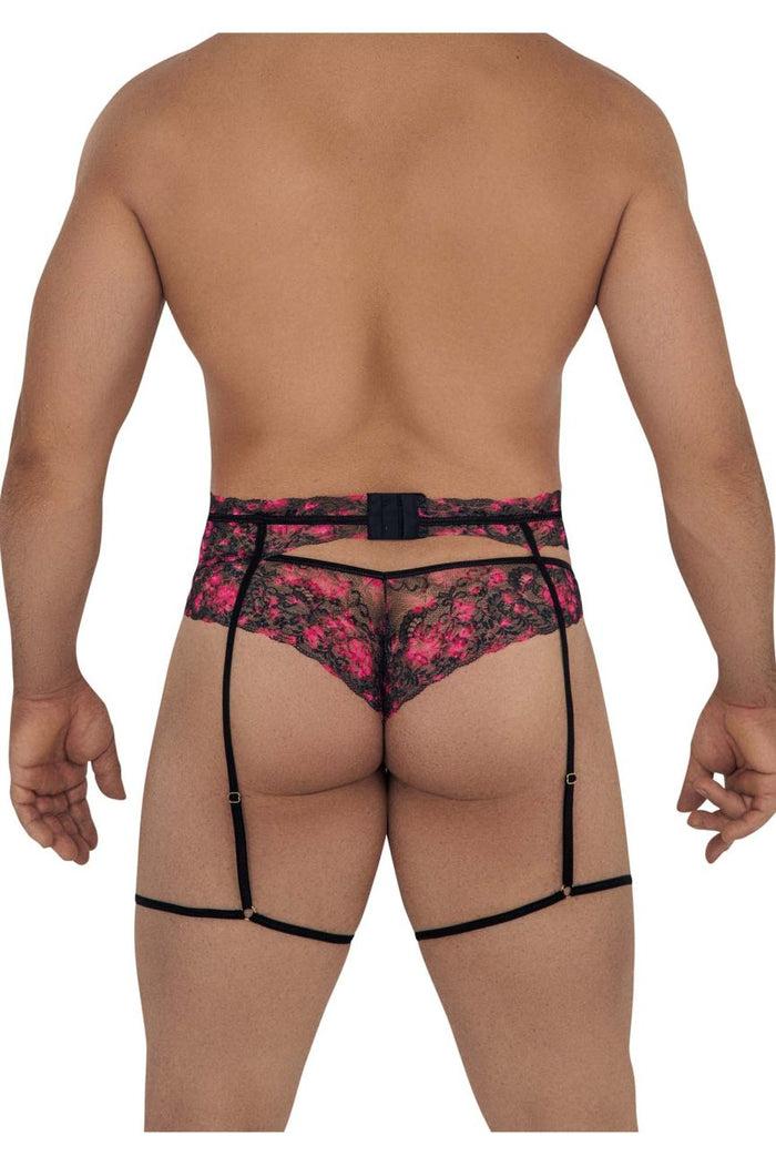 Clever Moda CandyMan 99576X Lace Garter Thongs Color Black Print