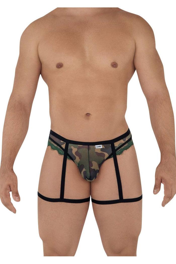 Clever Moda CandyMan 99580X Garter Camo Thongs Color Green