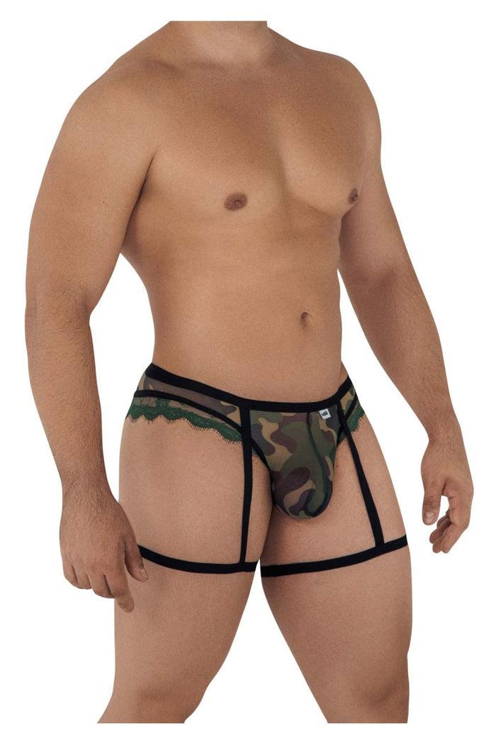 Clever Moda CandyMan 99580X Garter Camo Thongs Color Green