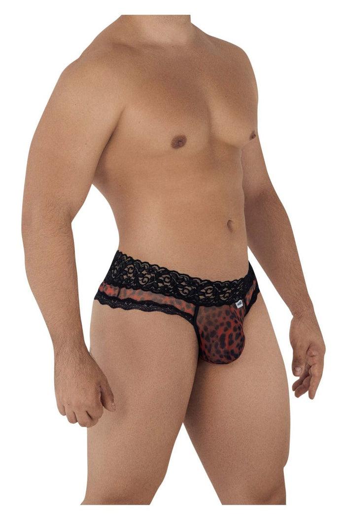 Clever Moda CandyMan 99596X Mesh-Lace Thongs Color Leopard Print