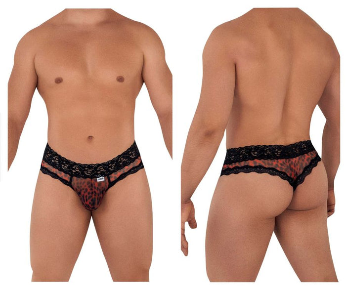 clever moda CandyMan 99596X Mesh-Lace Thongs Color Leopard Print