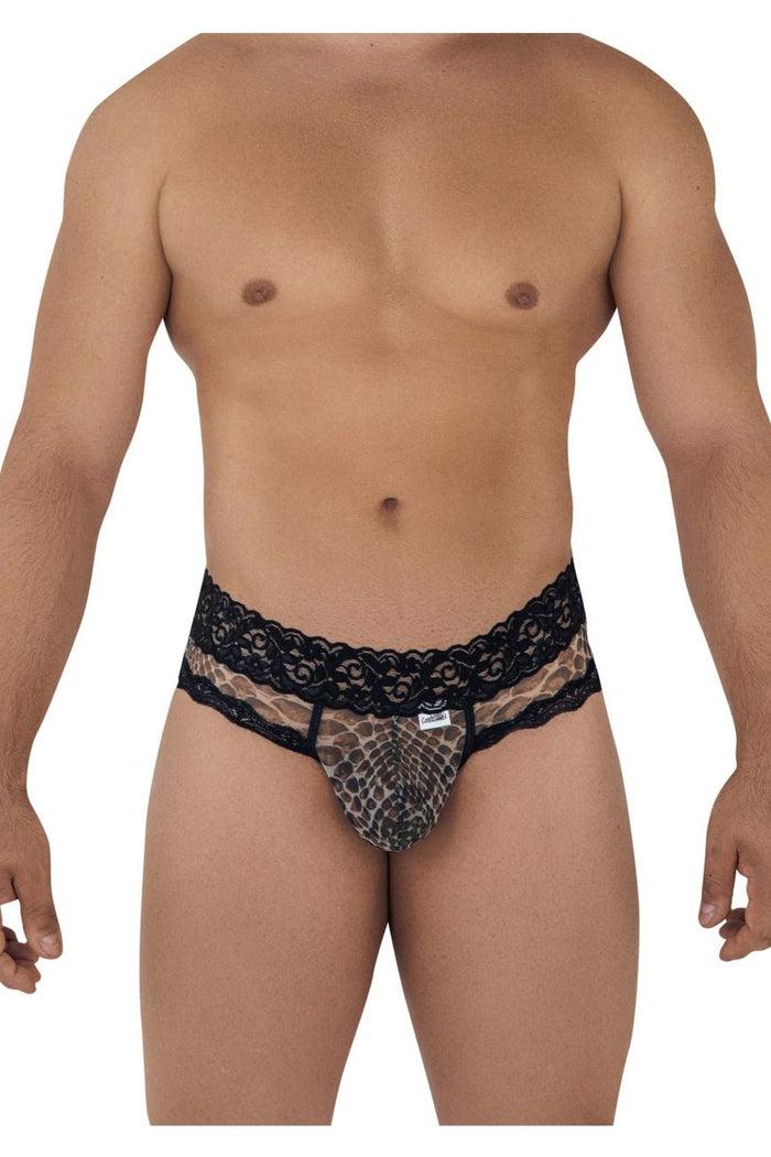 Clever Moda CandyMan 99596X Mesh-Lace Thongs Color Snake Print