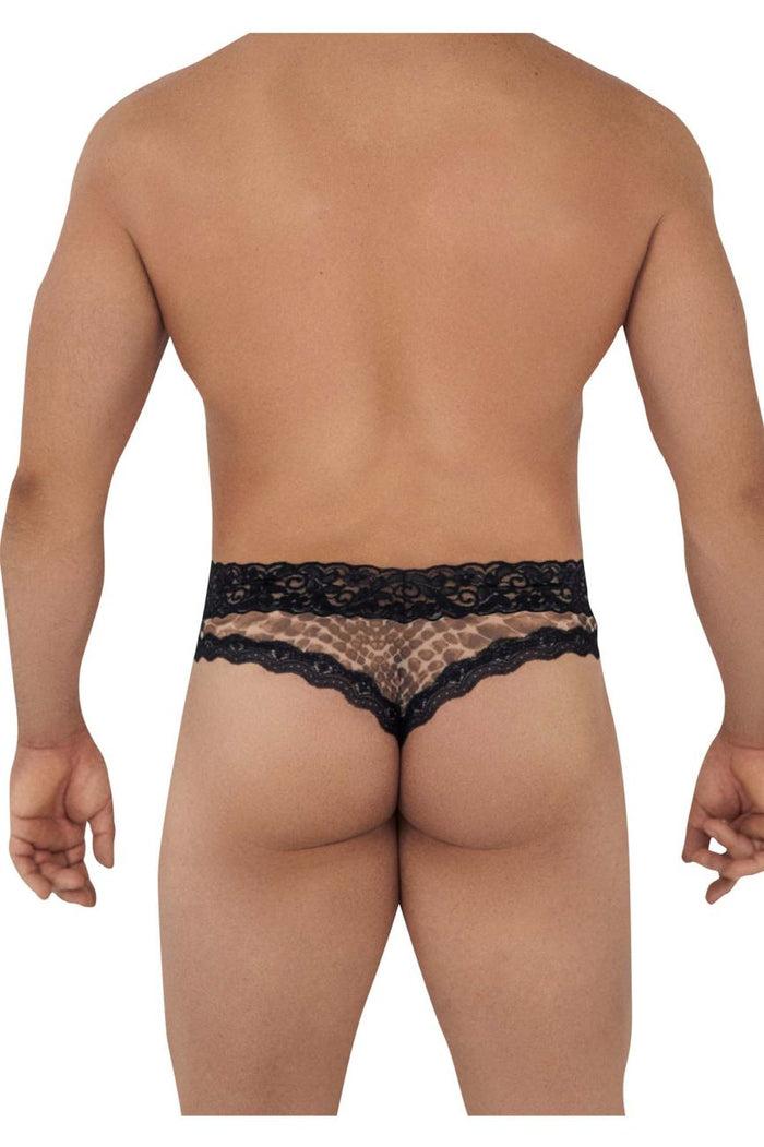 Clever Moda CandyMan 99596X Mesh-Lace Thongs Color Snake Print