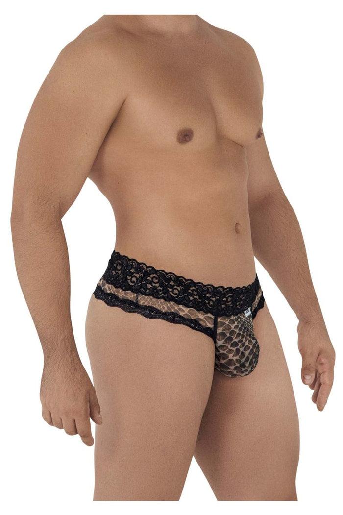 Clever Moda CandyMan 99596X Mesh-Lace Thongs Color Snake Print