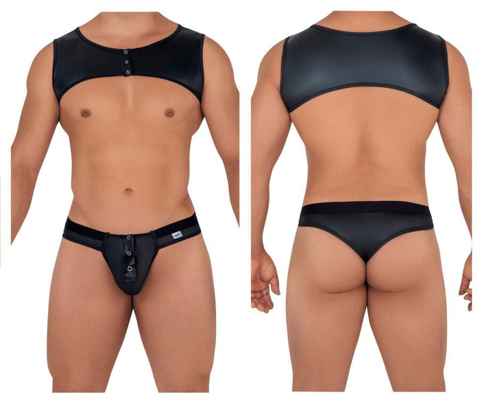 clever moda CandyMan 99612 Harness Thong Outfit Color Black