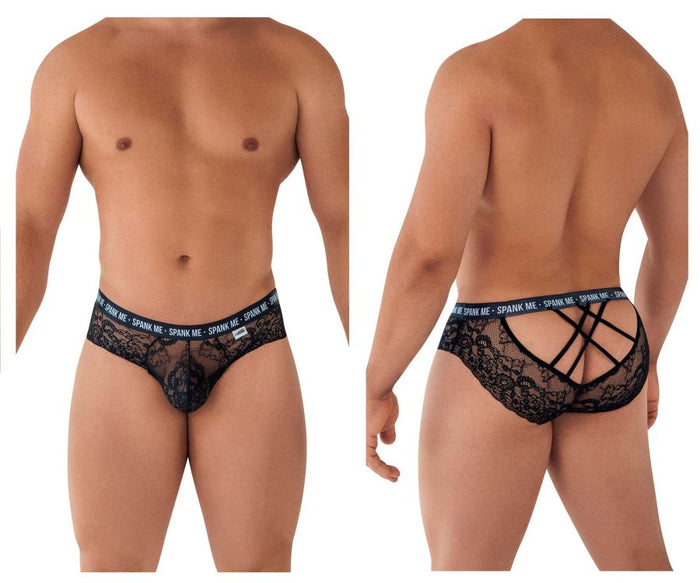 clever moda CandyMan 99615X Spank Me Lace Briefs Color Black