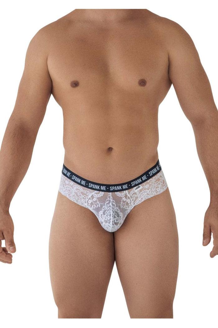 Clever Moda CandyMan 99615X Spank Me Lace Briefs Color White