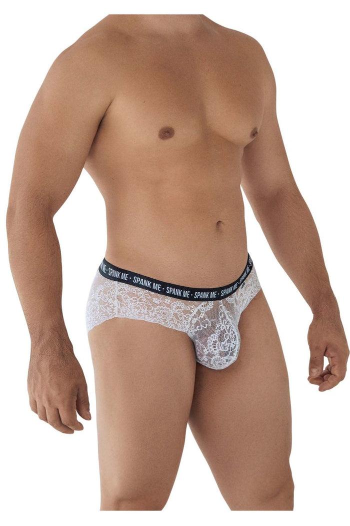 Clever Moda CandyMan 99615X Spank Me Lace Briefs Color White
