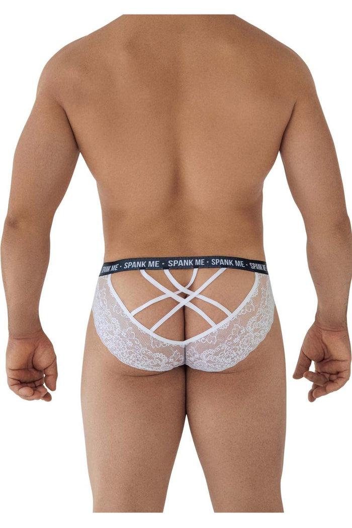 Clever Moda CandyMan 99615X Spank Me Lace Briefs Color White