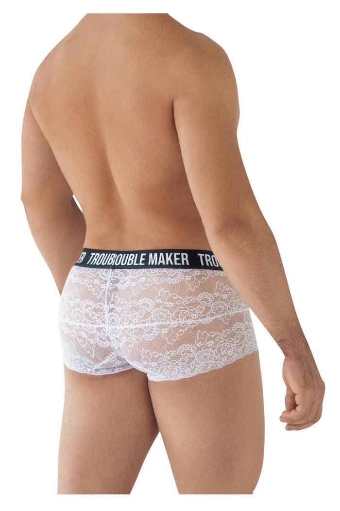 Clever Moda CandyMan 99616X Trouble Maker Lace Trunks Color White