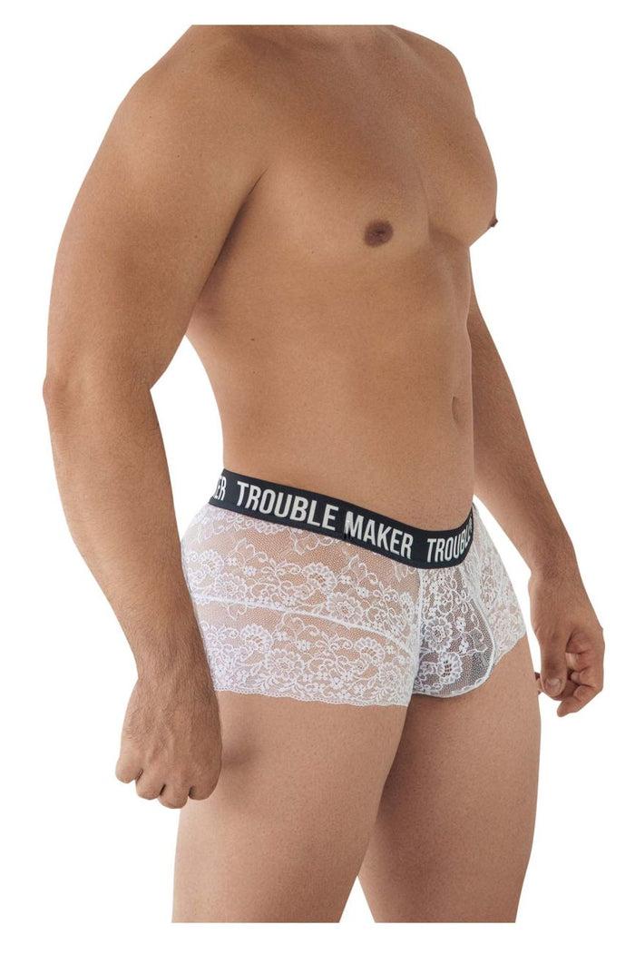 Clever Moda CandyMan 99616X Trouble Maker Lace Trunks Color White