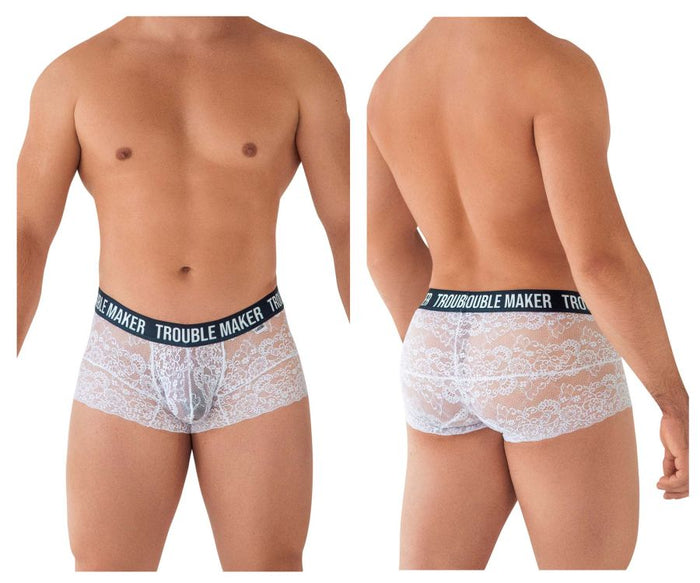 clever moda CandyMan 99616X Trouble Maker Lace Trunks Color White