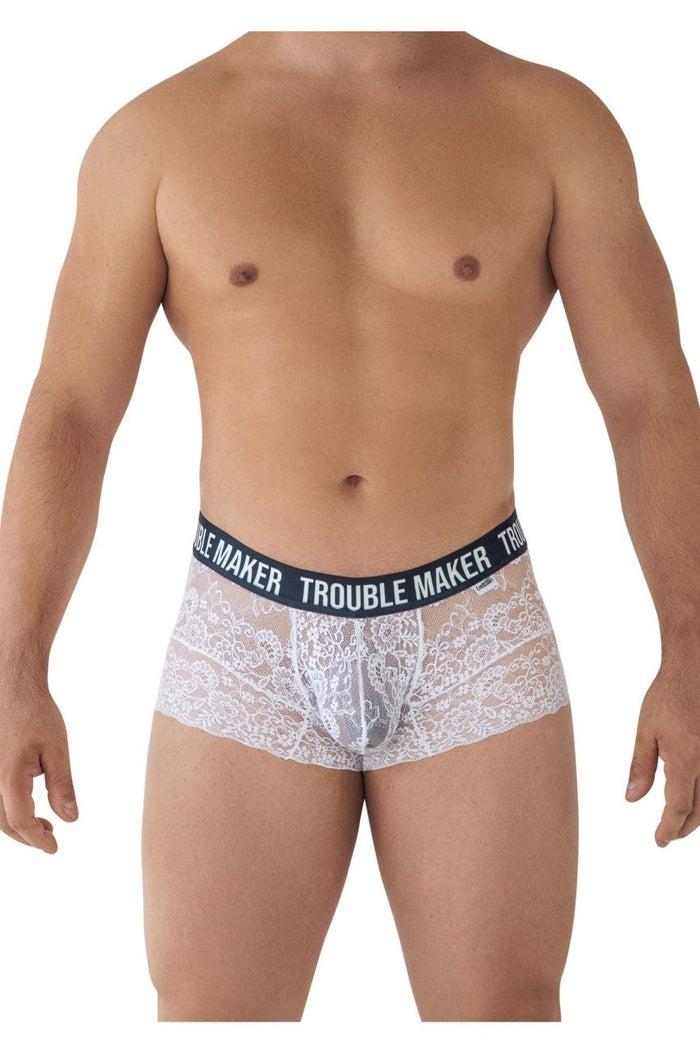 Clever Moda CandyMan 99616X Trouble Maker Lace Trunks Color White