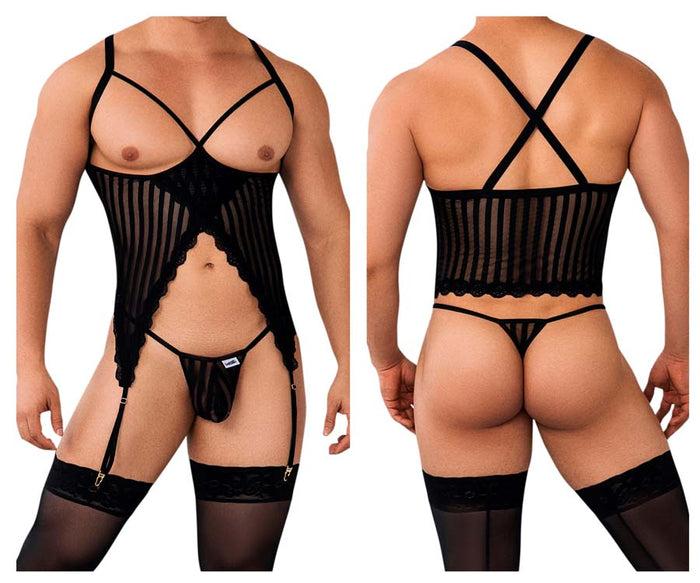 clever moda CandyMan 99654X Mesh Two Piece Set Color Black
