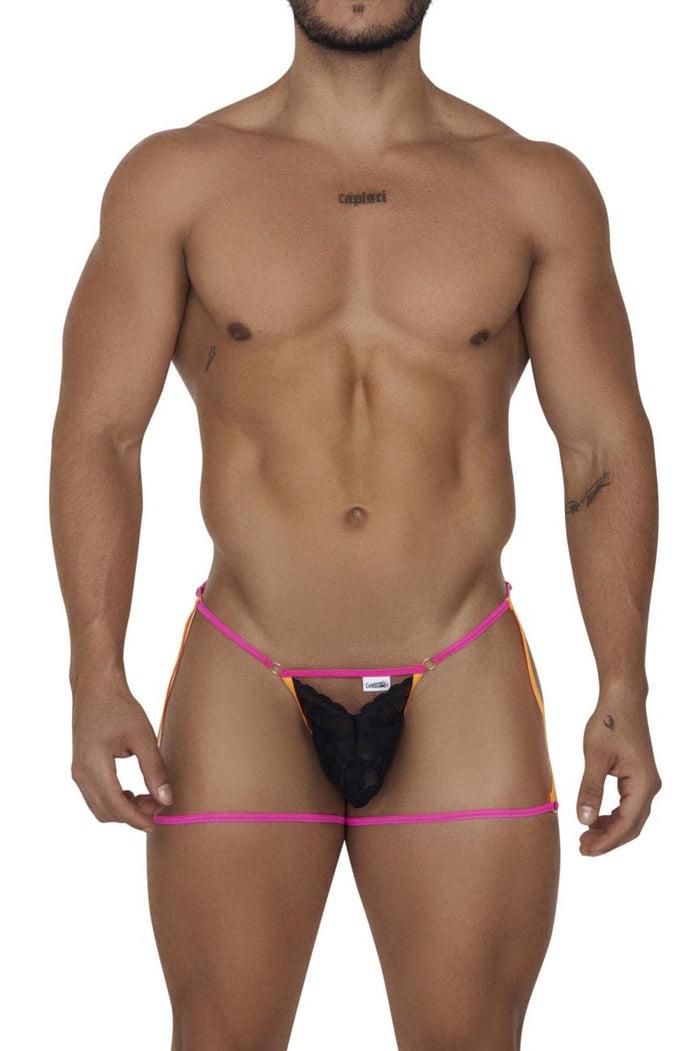 Clever Moda CandyMan 99678 Garter Thongs Color Neon-Black