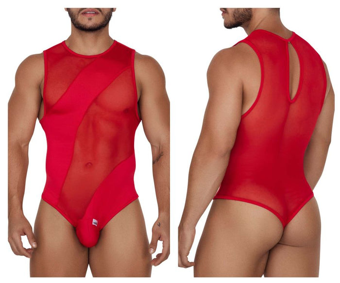 clever moda CandyMan 99699X Mesh Bodysuit Color Red