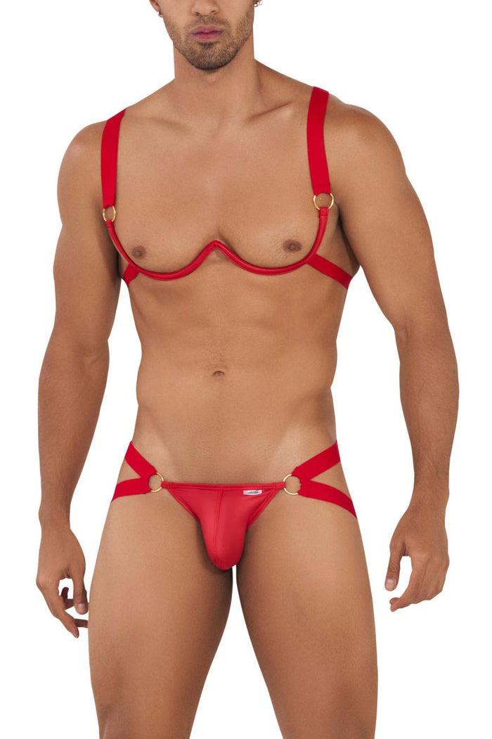 Clever Moda CandyMan 99731 Harness-Bra Two Piece Set Color Red