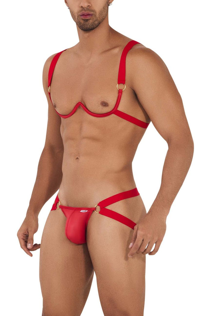 Clever Moda CandyMan 99731 Harness-Bra Two Piece Set Color Red