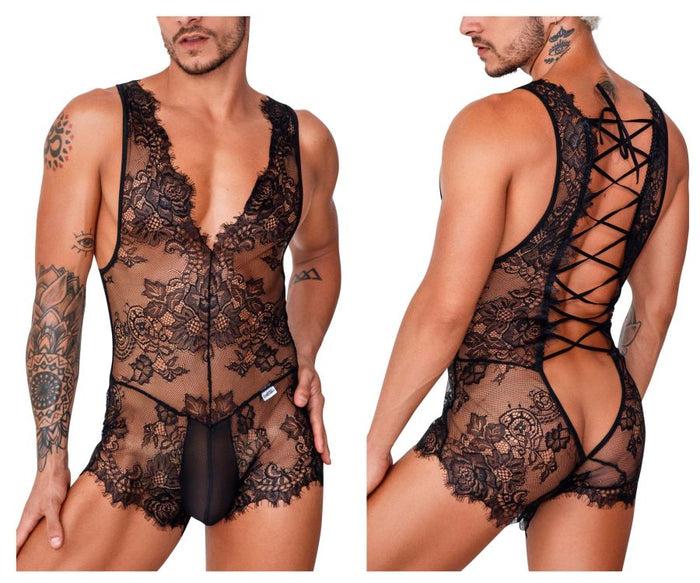 clever moda CandyMan 99743 Lace Bodysuit Color Black