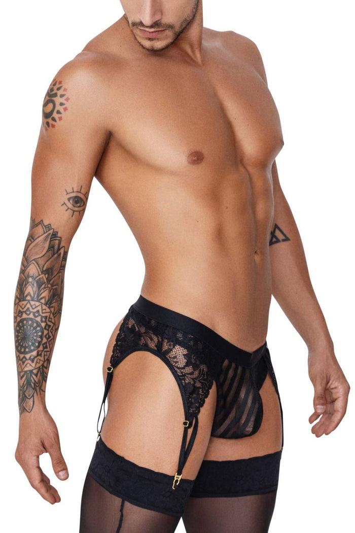 Clever Moda CandyMan 99766 Garter Thongs Color Black