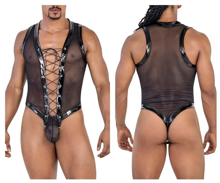 Clever Moda CandyMan 99774 Gladiator Bodysuit Color Black