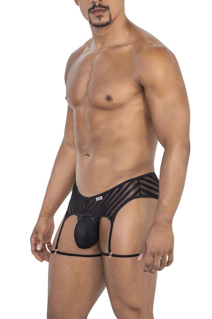 Clever Moda CandyMan 99792 Mesh Garter Thongs Color Black