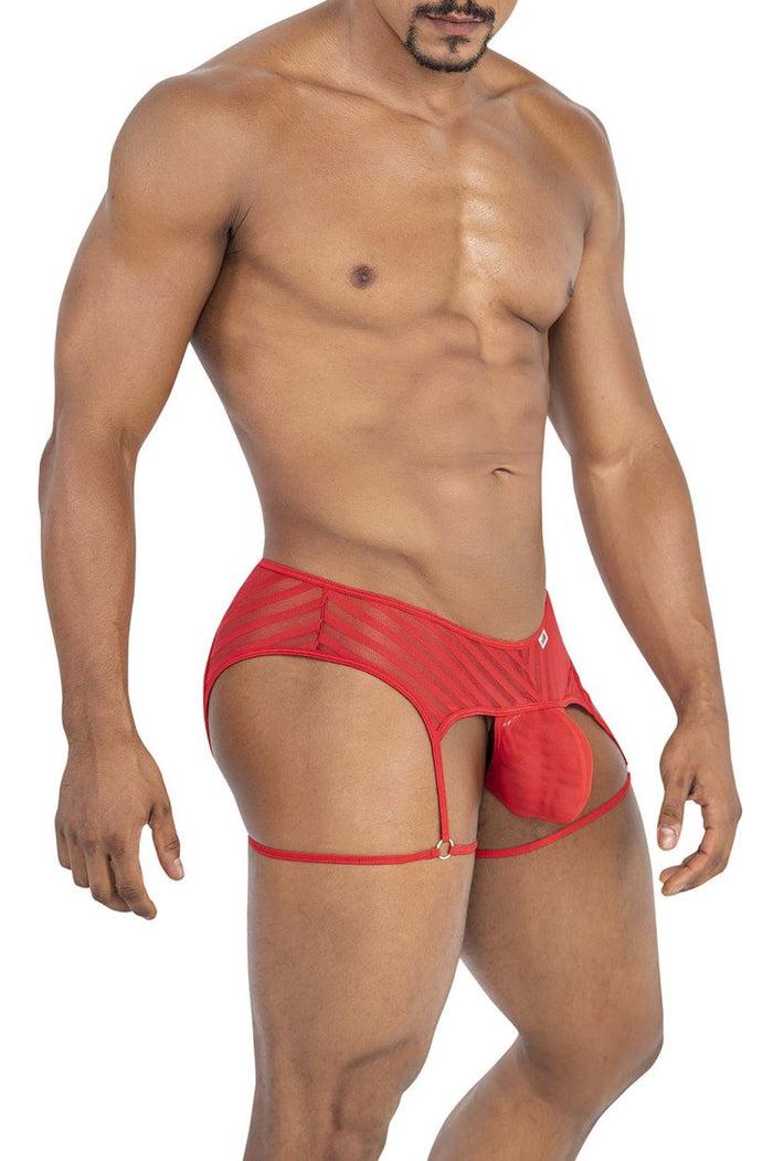 Clever Moda CandyMan 99792 Mesh Garter Thongs Color Red