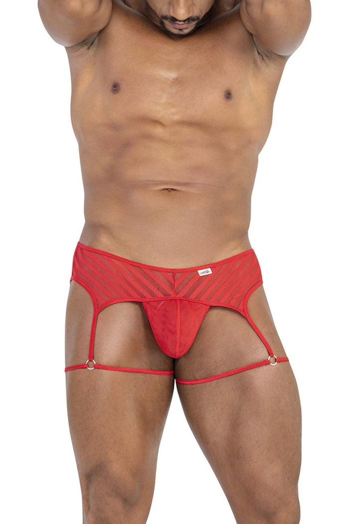 Clever Moda CandyMan 99792 Mesh Garter Thongs Color Red
