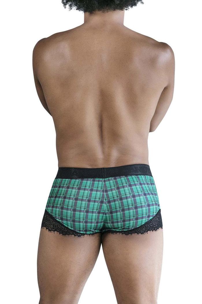 Clever Moda CandyMan 99821 Back To School Trunks Color Green Plaid