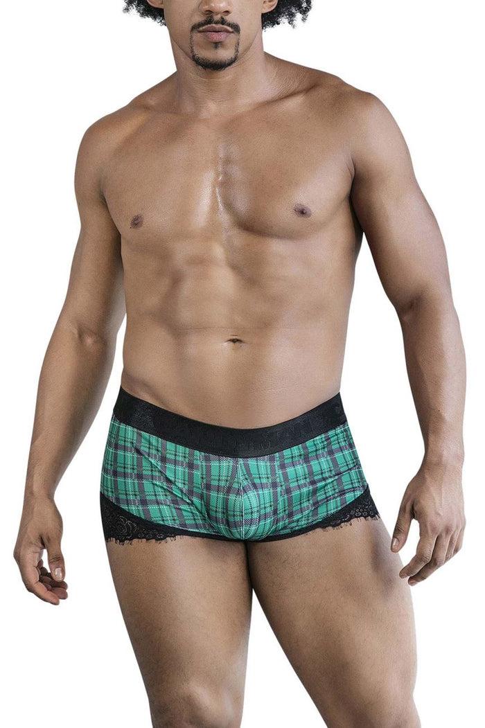 Clever Moda CandyMan 99821 Back To School Trunks Color Green Plaid