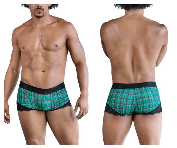 clever moda CandyMan 99821 Back to School Trunks Color Green Plaid