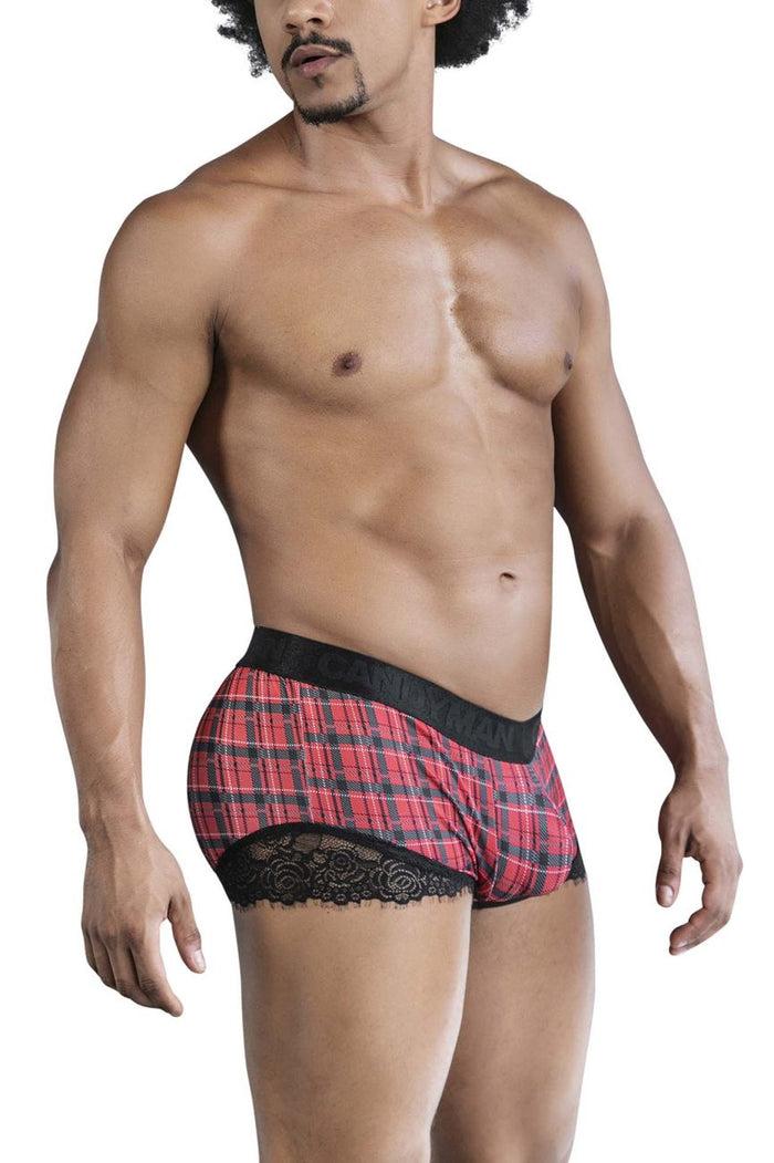 Clever Moda CandyMan 99821 Back To School Trunks Color Red Plaid