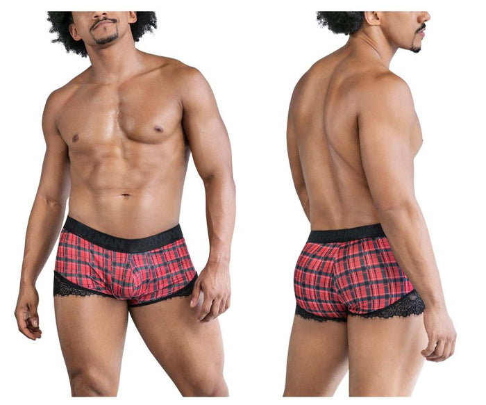 clever moda CandyMan 99821 Back to School Trunks Color Red Plaid